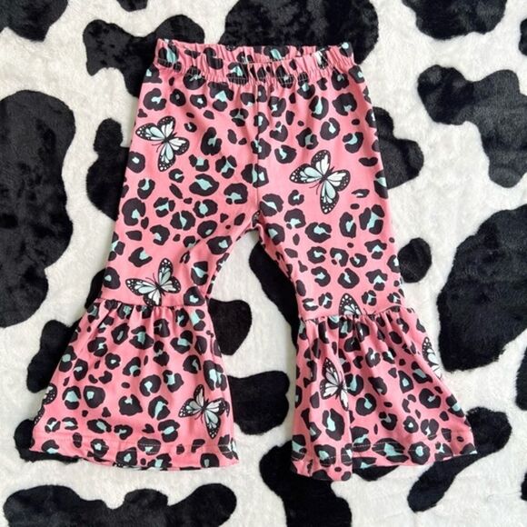 Butterfly Pink Leopard Bell Bottom Set 3XS (6-12 months) - Picture 5 of 10